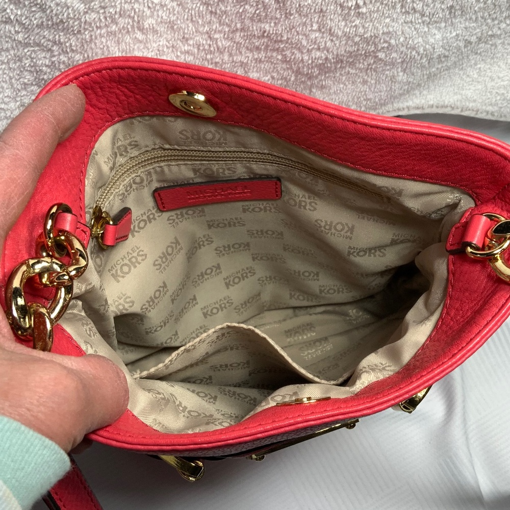 Michael Kors Salmon Pink Leather Crossbody - Picture 6 of 16